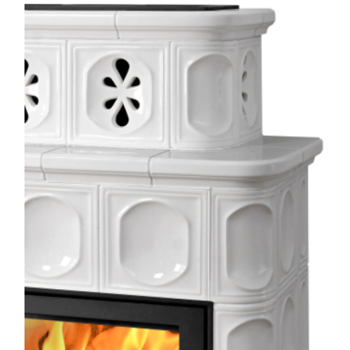 Дровяная печь ABX KARELIE P (10,5 кВт в воду) кафельный цоколь, перламутр 