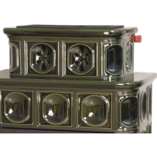 Дровяная печь ABX KARELIE P (10,5 кВт в воду) кафельный цоколь, зеленая 