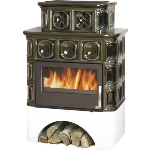 Дровяная печь ABX KARELIE P OX белый цоколь, зеленая 