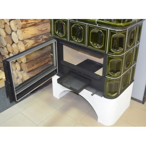 Дровяная печь ABX KARELIE P OX белый цоколь, зеленая 