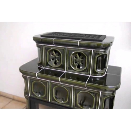 Дровяная печь ABX KARELIE P OX кафельный цоколь, зеленая 