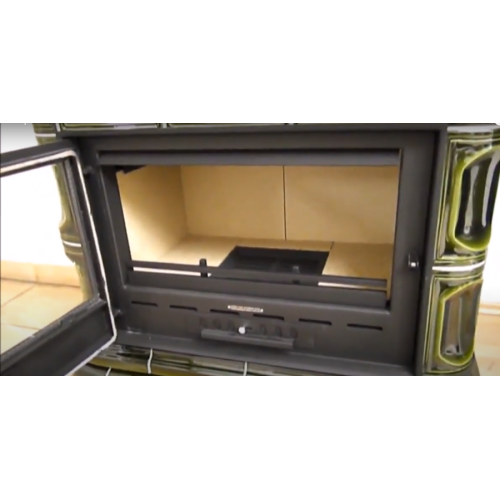 Дровяная печь ABX KARELIE P кафельный цоколь, зеленая 