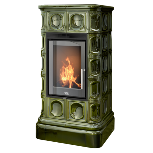 Дровяная печь ABX Kaledonie EXclusive низкая, зеленая 