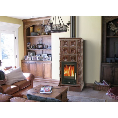 Дровяная печь ABX Kaledonie K (6,9кВт в воду), коричневая 