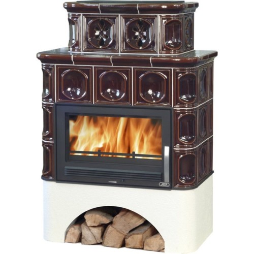 Дровяная печь ABX Karelie (10,5 кВт в воду) белый цоколь, коричневая 