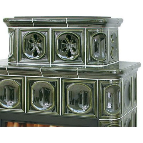 Дровяная печь ABX Karelie (10,5 кВт в воду) белый цоколь, зеленая 