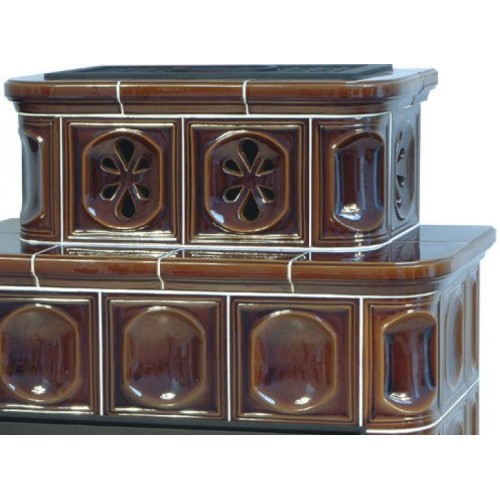 Дровяная печь ABX Karelie (10,5 кВт в воду) кафельный цоколь, коричневая 