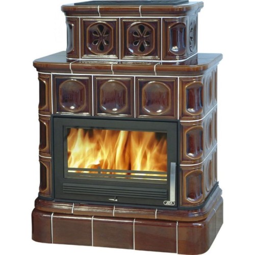 Дровяная печь ABX Karelie (10,5 кВт в воду) кафельный цоколь, коричневая 