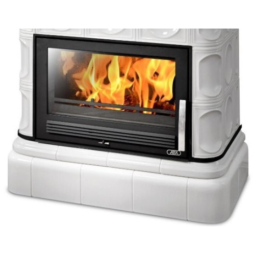 Дровяная печь ABX Karelie (10,5 кВт в воду) кафельный цоколь, перламутр 