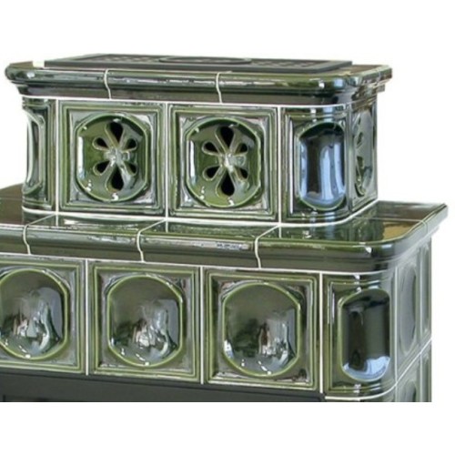 Дровяная печь ABX Karelie (10,5 кВт в воду) кафельный цоколь, зеленая 