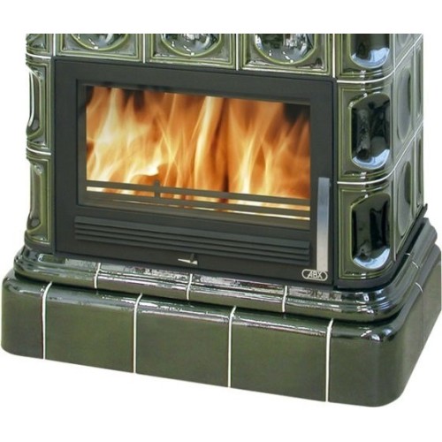 Дровяная печь ABX Karelie (10,5 кВт в воду) кафельный цоколь, зеленая 