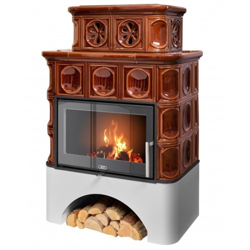 Дровяная печь ABX Karelie Exclusive белый цоколь, коричневая 
