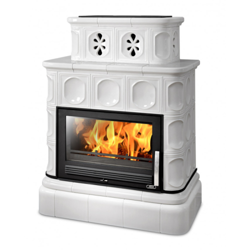 Дровяная печь ABX Karelie Exclusive кафельный цоколь, перламутр 