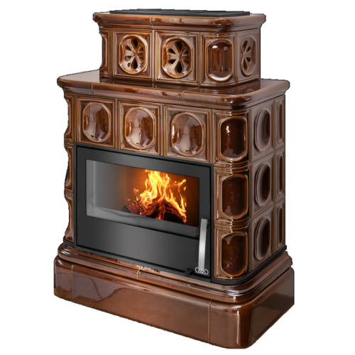 Дровяная печь ABX Karelie P кафельный цоколь, коричневая 