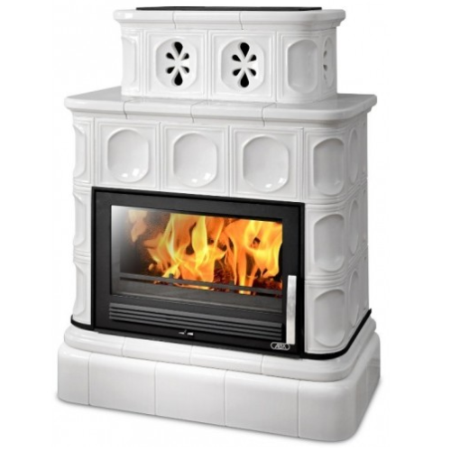 Дровяная печь ABX Karelie P кафельный цоколь, перламутр 