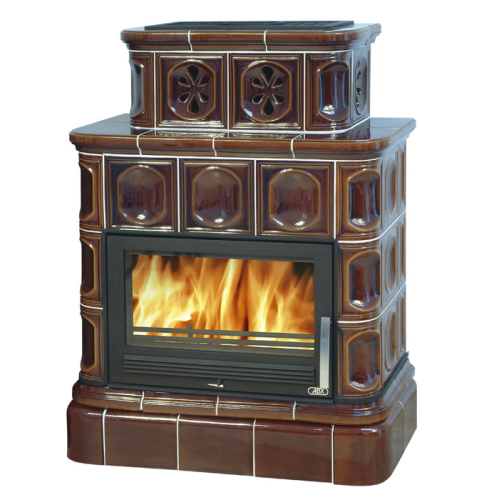 Дровяная печь ABX Karelie кафельный цоколь, коричневая 