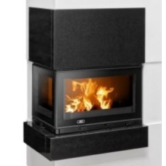 Готовый дровяной каминокомплект ABX Norfolk (угловой)AQUA(6кВ в воду) левый, черный гранит