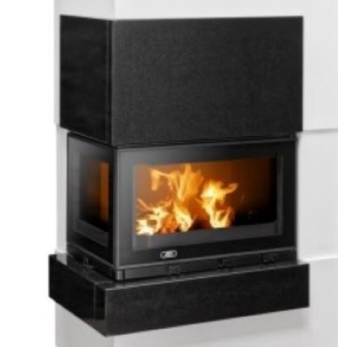 Готовый дровяной каминокомплект ABX Norfolk (угловой)AQUA(6кВ в воду) левый, черный гранит 
