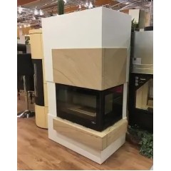 Готовый дровяной каминокомплект ABX Norfolk (угловой) AQUA (6кВ в воду) правый, черный гранит