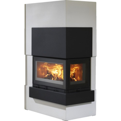 Готовый дровяной каминокомплект ABX Norfolk (угловой) AQUA (6кВ в воду) правый, черный гранит 