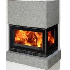 Готовый дровяной каминокомплект ABX Norfolk (угловой) AQUA (6кВ в воду) правый, сиенит