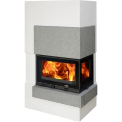 Готовый дровяной каминокомплект ABX Norfolk (угловой) AQUA (6кВ в воду) правый, сиенит