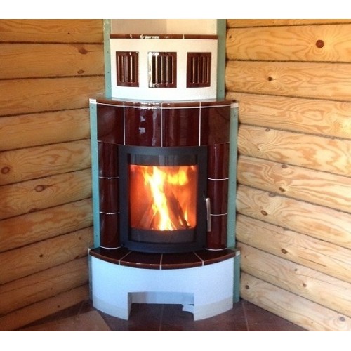 Дровяная печь ABX Normandie угловая, бордо 