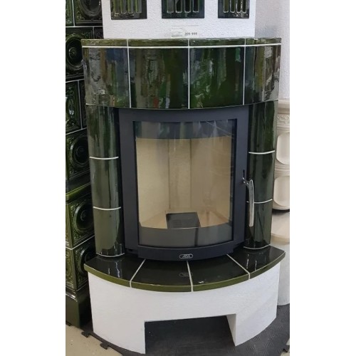 Дровяная печь ABX Normandie угловая, зеленая 