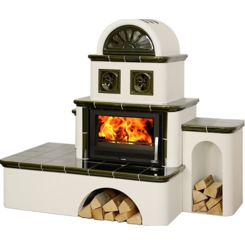 Дровяная печь ABX Oxford (7кВт в воду) правая, зеленая 