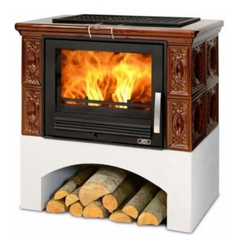 Дровяная печь ABX Panonie белый цоколь, коричневая 