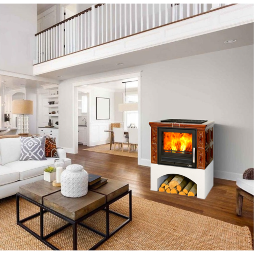 Дровяная печь ABX Panonie белый цоколь, коричневая 