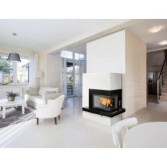 Готовый дровяной каминокомплект ABX Pateo угловой гранит черный, правый