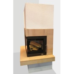 Готовый дровяной каминокомплект ABX Pateo угловой гранит черный, правый