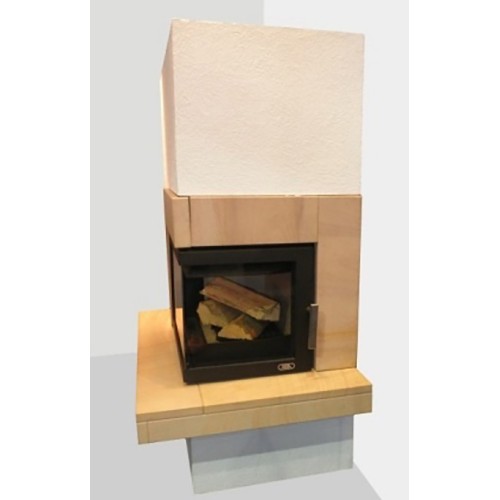 Готовый дровяной каминокомплект ABX Pateo угловой гранит черный, правый 