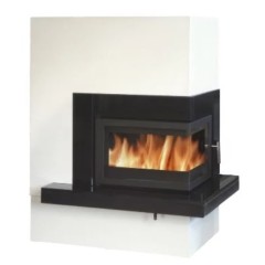 Готовый дровяной каминокомплект ABX Pateo угловой гранит черный, правый
