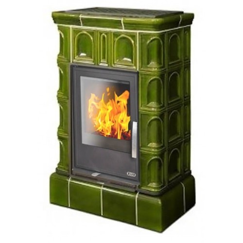 Дровяная печь ABX Pegas кафельная, зеленая 