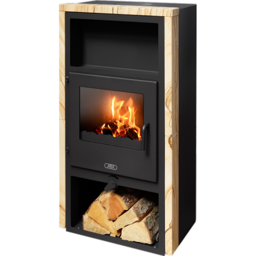 Дровяная печь ABX Narvik I черная сталь, бразильский песч.с верх. плитой 