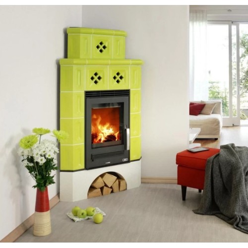 Дровяная печь ABX Regina угловая, зеленая 