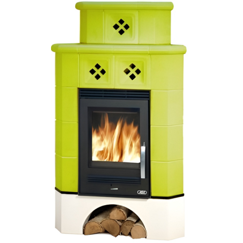 Дровяная печь ABX Regina угловая, зеленая 