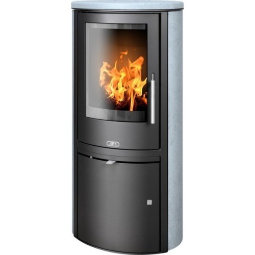 Дровяная печь ABX Reno panorama черная сталь, тальк с верх. плитой 