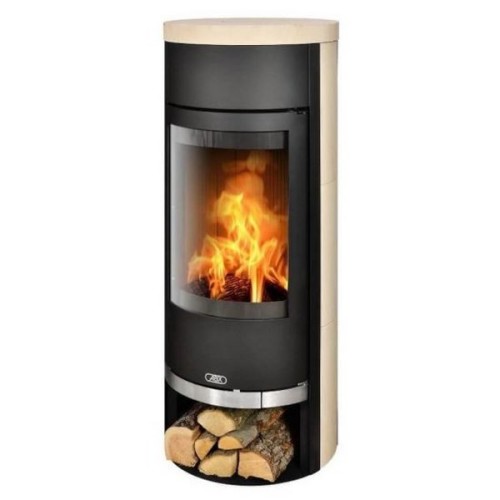Дровяная печь ABX Vigo черная сталь, мокка крем с верхней плитой 