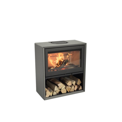 Печь-камин Contura 320A, артстоун, чугунная дверца, черный