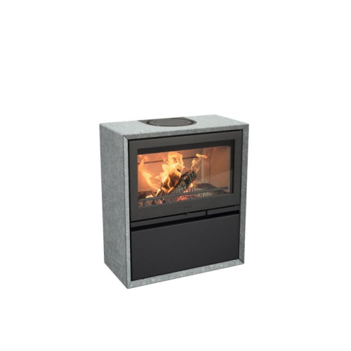 Печь-камин Contura 320T, талькомагнезит, чугунная дверца, черный