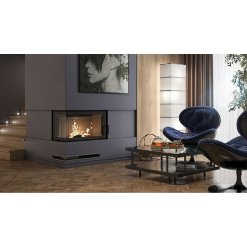 Угловая левая дровяная топка DEFRO HOME IMPULS ME BL, угловое стекло слева 