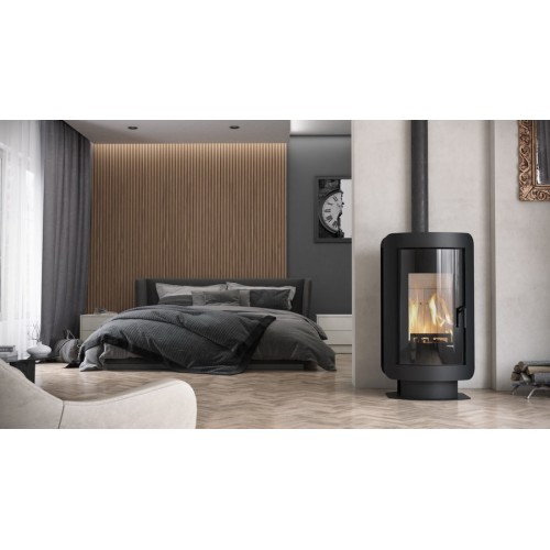 Дровяная печь DEFRO HOME OVAL, черная сталь 