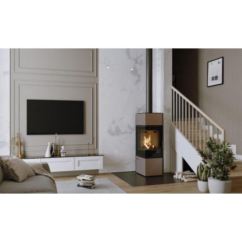 Дровяная печь DEFRO HOME QUADROOM LONG, белая сталь 