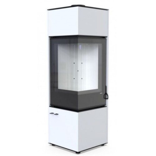 Дровяная печь DEFRO HOME QUADROOM LONG, белая сталь 