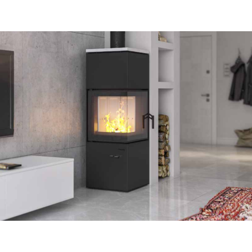 Дровяная печь DEFRO HOME QUADROOM LONG, белая сталь 