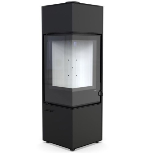 Дровяная печь DEFRO HOME QUADROOM LONG, черная сталь 