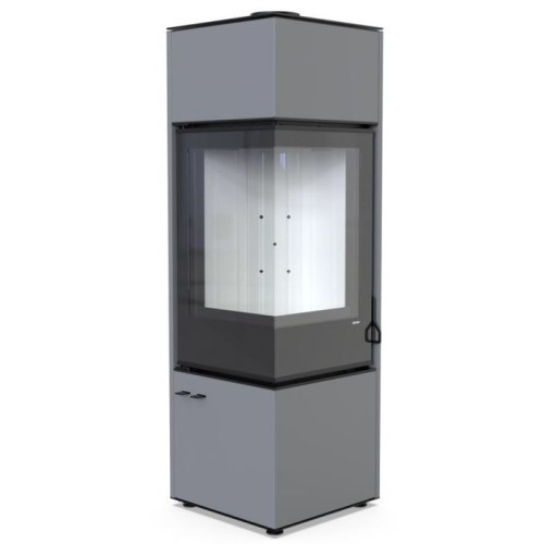 Дровяная печь DEFRO HOME QUADROOM LONG, серая сталь 